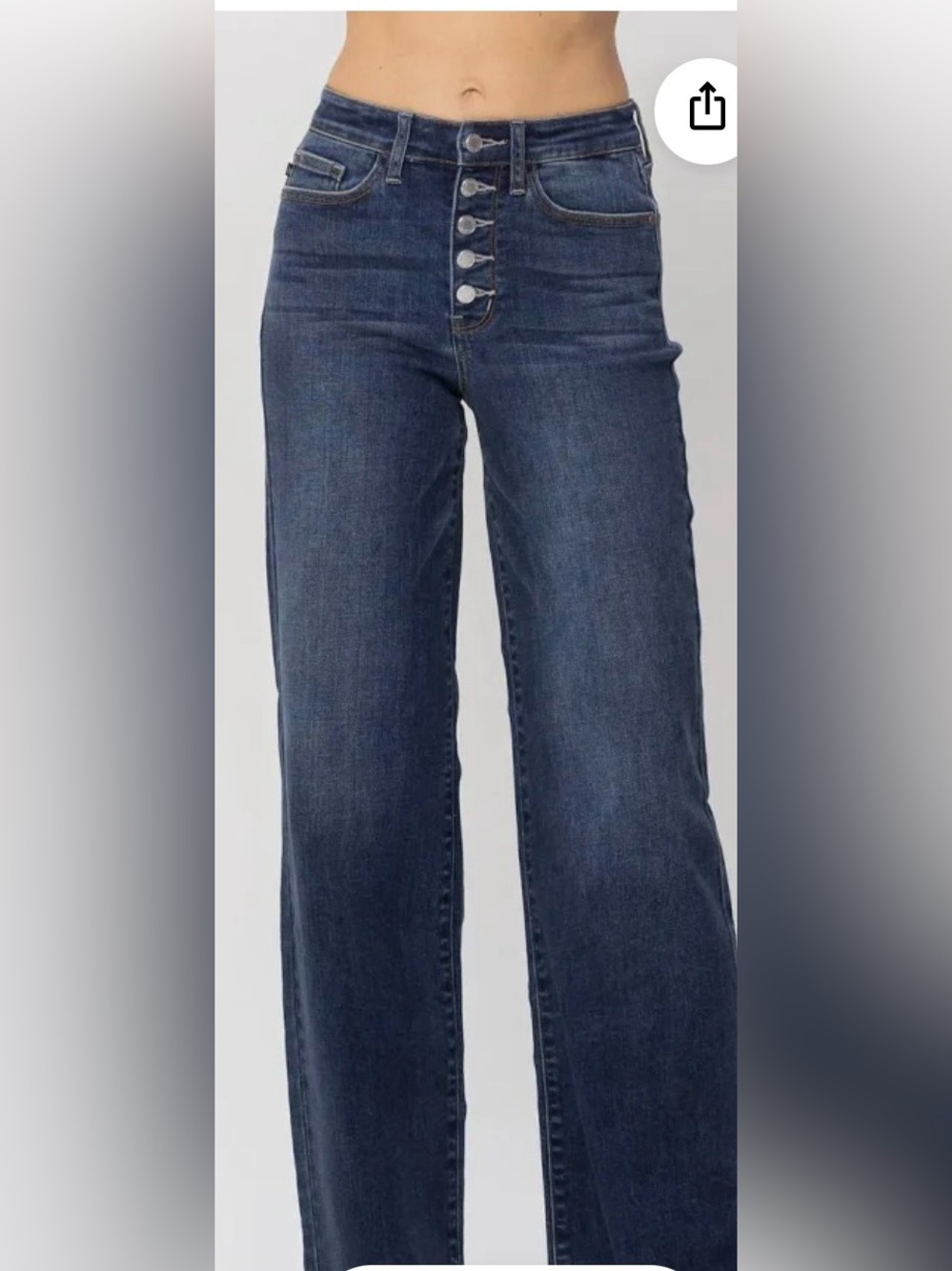 Judy Blue high waist wide leg dark wash jeans. NWT. Size 1/25. Frayed hem.